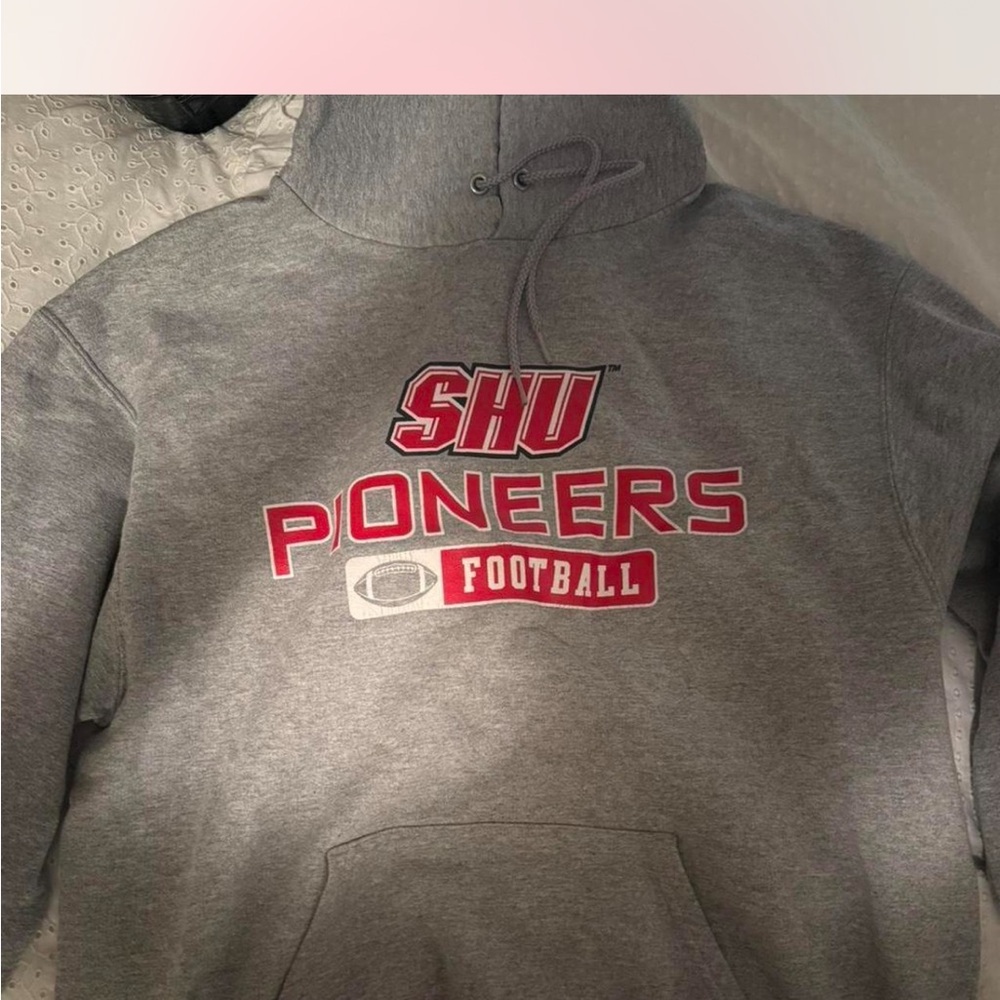 Champion Gray and Red Football Hoodie